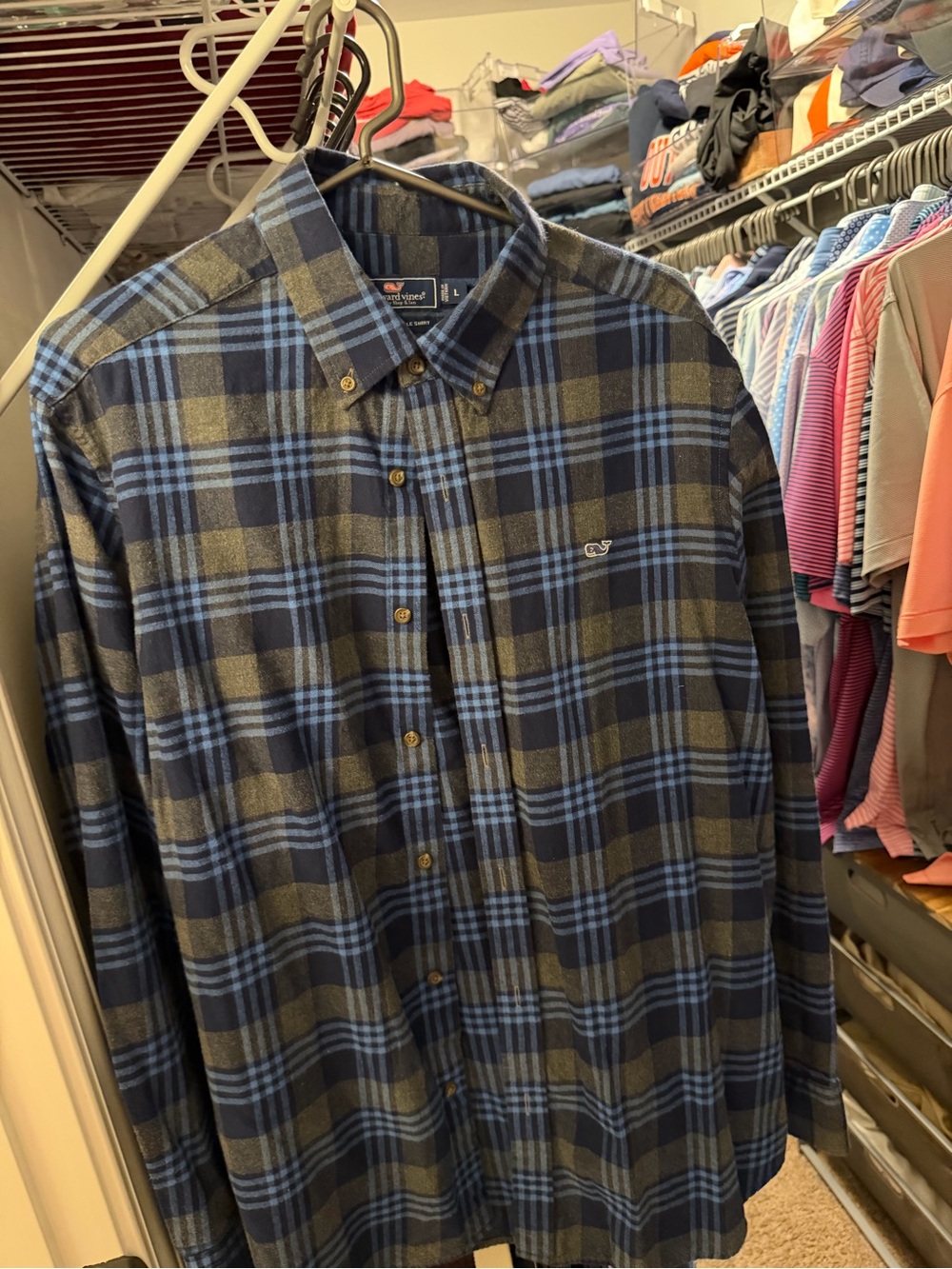 Vineyard Vines Blue & Gray Plaid Button-Down Shirt